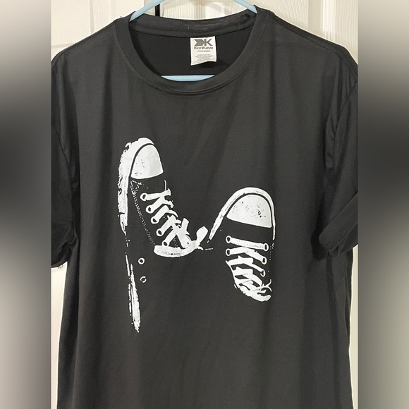 Black T-Shirt with White Sneaker Print - Picture 2 of 3